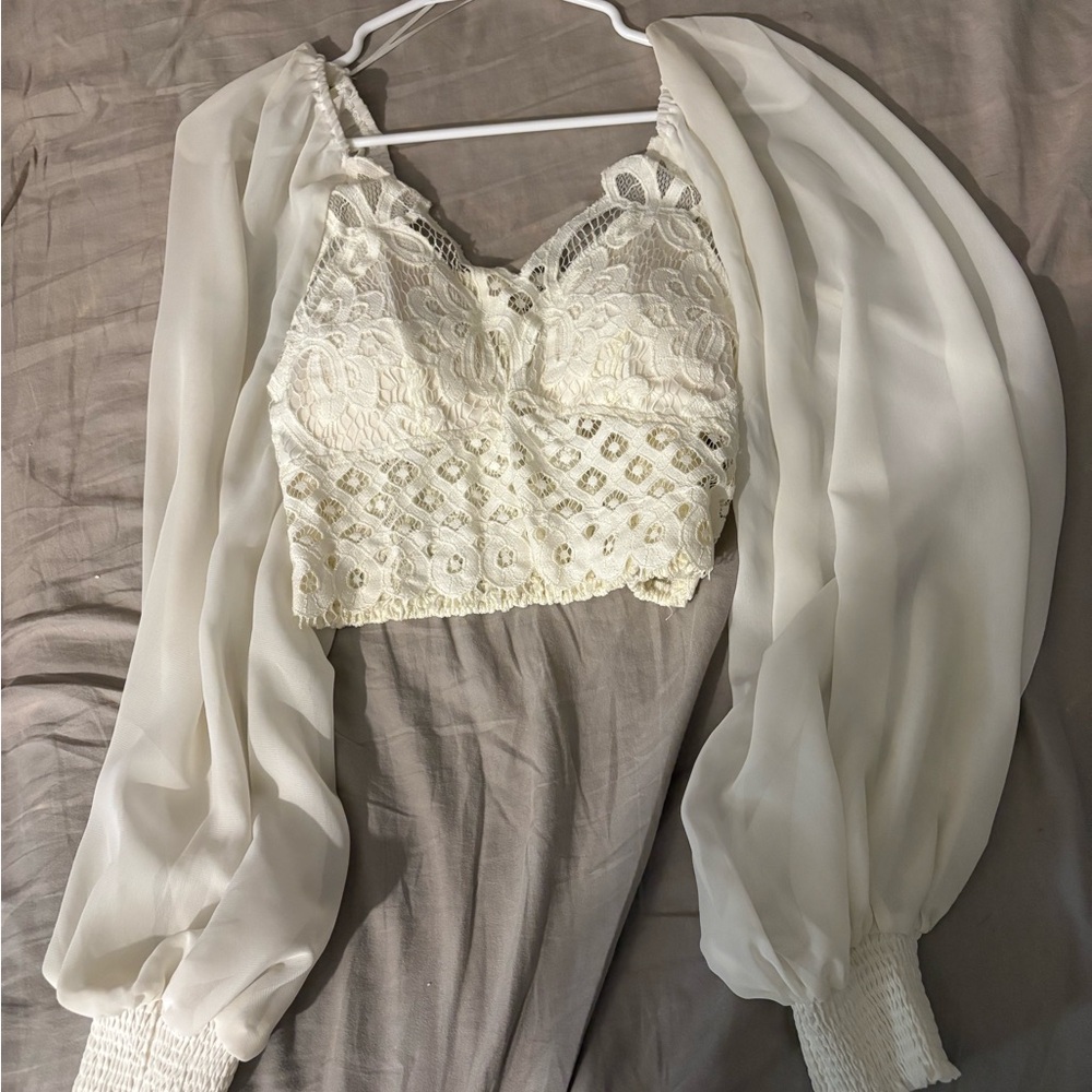 Jealous Tomato Cream Lace Top
